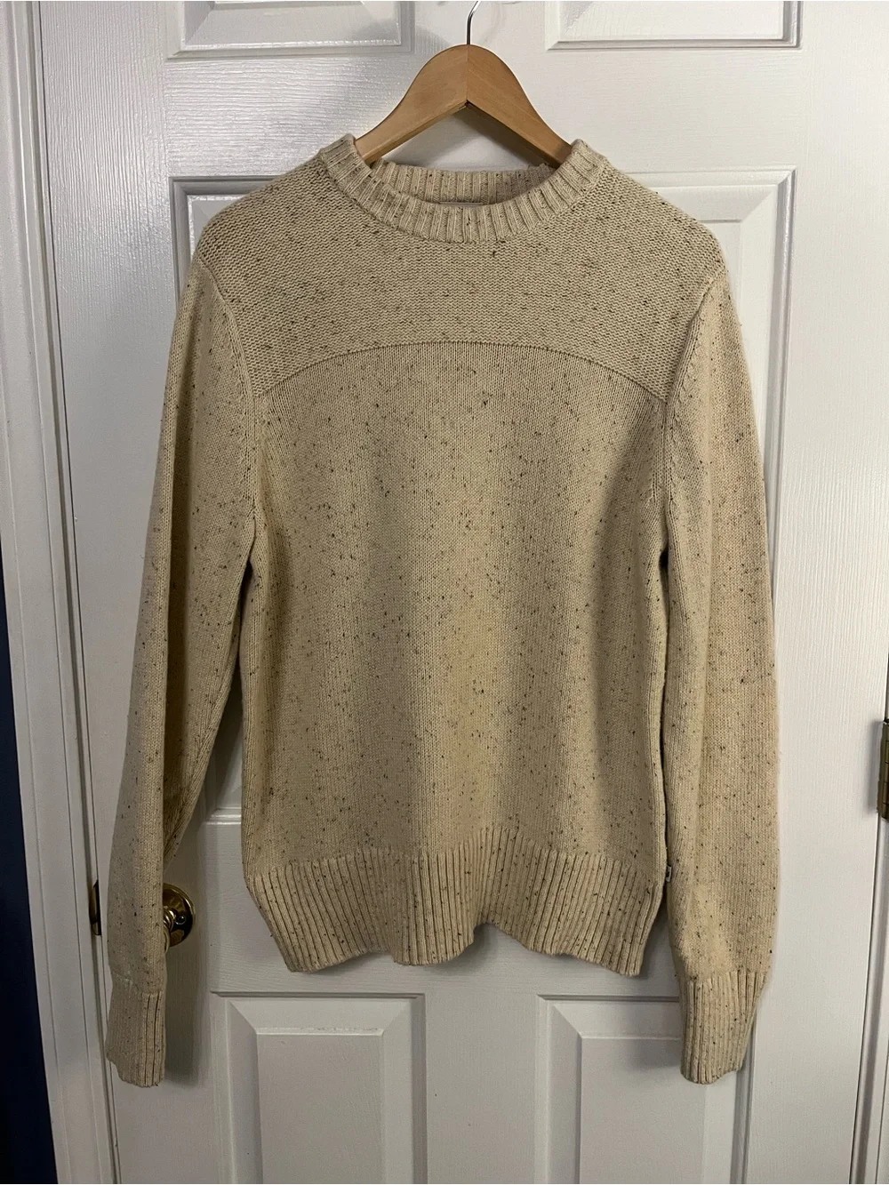 The North Face Wool Blend Crewneck Sweater Men Speckled Beige Cream Med Great